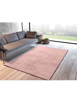 Alfombra super suave de pelo lavable y antideslizante de gran calidad en color rosa.