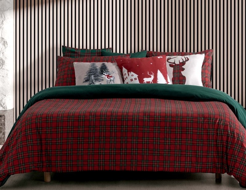 Funda nórdica de cuadró escocés ideal para Navidad e Invierno.