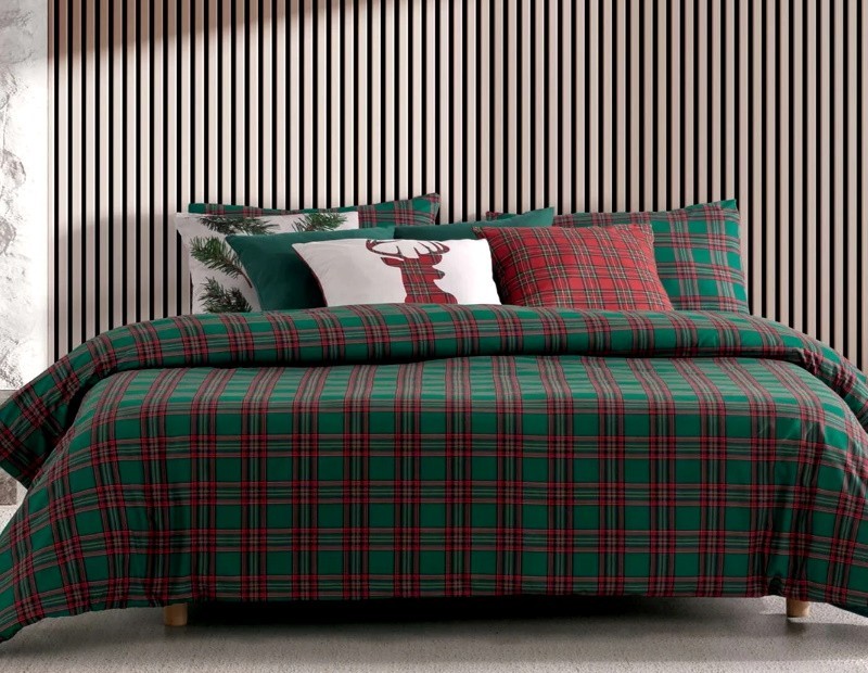 Funda nórdica de cuadró escocés ideal para Navidad e Invierno.