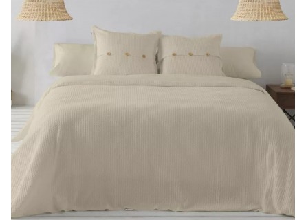 Funda nórdica de nido de abeja de gran calidad en color beigeTejido waffle.