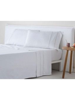 Juego de sábanas de algodón de gran calidad con vainica. Color Blanco.