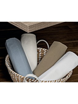 Funda nórdica Luzón de NE HOME en color gris , blanco, arena y azul de gran calidad estilo lencera en algodón