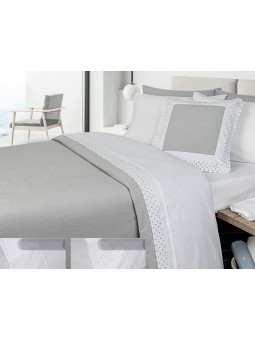 Funda nórdica Luzón de NE HOME en color gris de gran calidad estilo lencera en algodón