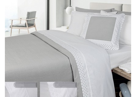 Funda nórdica Luzón de NE HOME en color gris de gran calidad estilo lencera en algodón