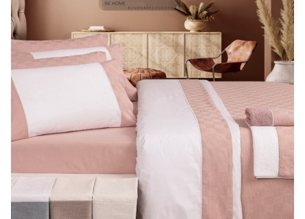 Conjunto de funda nórdica y juego de sábanas Palawan de NE HOME en color rosa de gran calidad estilo lencera en algodón