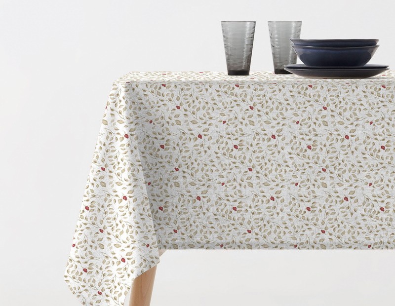 Mantel anti manchas ideal para el día a día en tonos beige y rojo de gran calidad.