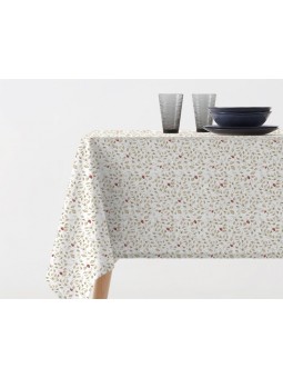 Mantel anti manchas ideal para el día a día en tonos beige y rojo de gran calidad.