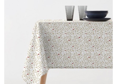 Mantel anti manchas ideal para el día a día en tonos beige y rojo de gran calidad.