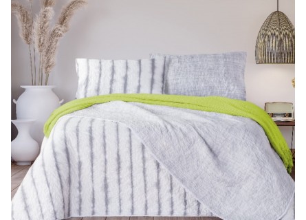 Colcha bouti reversible modelo Summer de Manterol en gris diseño rayas.