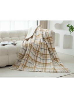 Manta plaid de cuadros para Invierno de 140x200 con tejido de borreguito