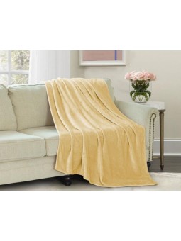 Manta plaid lisa de Invierno muy suave y calentita de gran calidad en color oro.