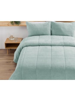 Edredón con borreguito en color verde agua de gran calidad perfecto para el frío. Modelo Riso Manterol