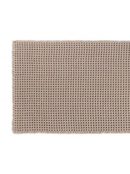 Alfombra de pie de cama de tela antideslizante en tejido de nido de abeja beige.