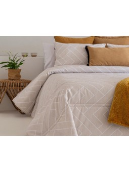 Edredón Cilantro para Otoño e Invierno en color beige de dibujo geométrico con tejido de jacquard resistente y suave.