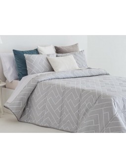 Edredón Camelia para Otoño e Invierno en color gris de dibujo geométrico con tejido de jacquard resistente y suave.