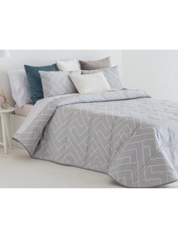 Edredón Camelia para Otoño e Invierno en color gris de dibujo geométrico con tejido de jacquard resistente y suave.