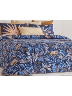 Edredón juvenil estampado en tonos azules de gran calidad. Modelo Lemona de Sandeco.