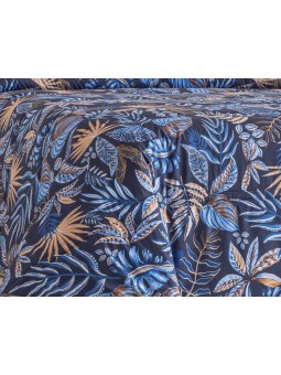 Edredón juvenil estampado en tonos azules de gran calidad. Modelo Lemona de Sandeco.