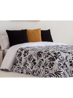 Funda nórdica de algodón con diseño moderno estampado en negro y en blanco. Modelo Leza de gran calidad.