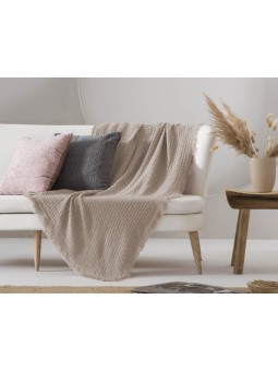 Manta para sofá o pie de cama en color lino de textura suave y ligera