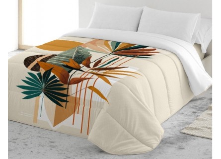 Edredón nórdico estampado en tonos verdes, mostazas y beige de gran calidad de la firma Naturals.
