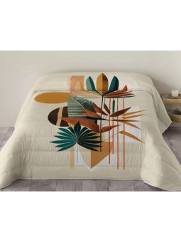 Edredón nórdico estampado en tonos verdes, mostazas y beige de gran calidad de la firma Naturals.