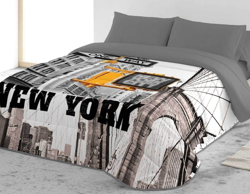 Edredón nórdico Brooklyn estampado con paisaje de New York.