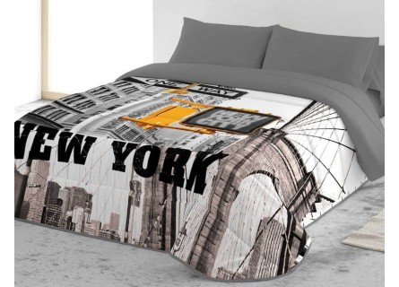 Edredón nórdico Brooklyn estampado con paisaje de New York.