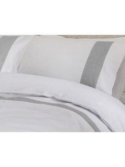 Funda nórdica Essence de Fundeco en color blanco y gris de diseño lencero en gran calidad algodón 100%