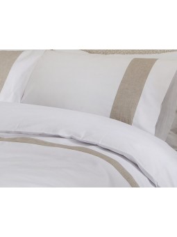 Funda nórdica Essence de Fundeco en color blanco y beige de diseño lencero en gran calidad algodón 100%