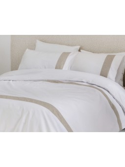 Funda nórdica Essence de Fundeco en color blanco y beige de diseño lencero en gran calidad algodón 100%