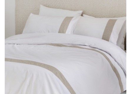 Funda nórdica Essence de Fundeco en color blanco y beige de diseño lencero en gran calidad algodón 100%