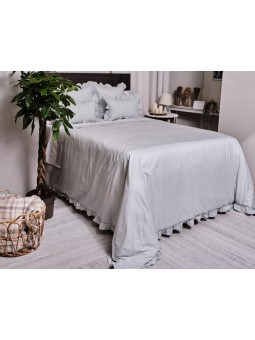 Funda nórdica en verde agua de cuadro de vichy, tejido de algodón.