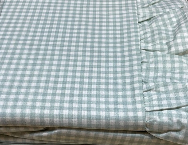 Funda nórdica en verde agua de cuadro de vichy, tejido de algodón.
