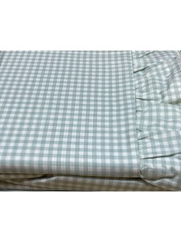 Funda nórdica en verde agua de cuadro de vichy, tejido de algodón.