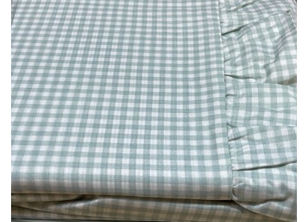 Funda nórdica en verde agua de cuadro de vichy, tejido de algodón.